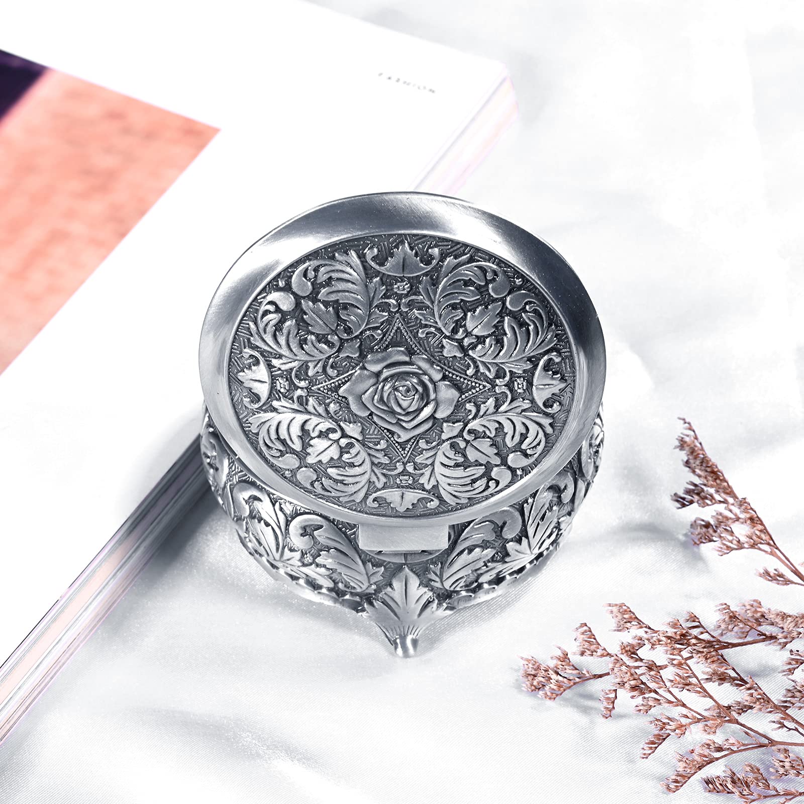 INFINIONLY Portagioie Rotondo Large Lega Zinco con Rose