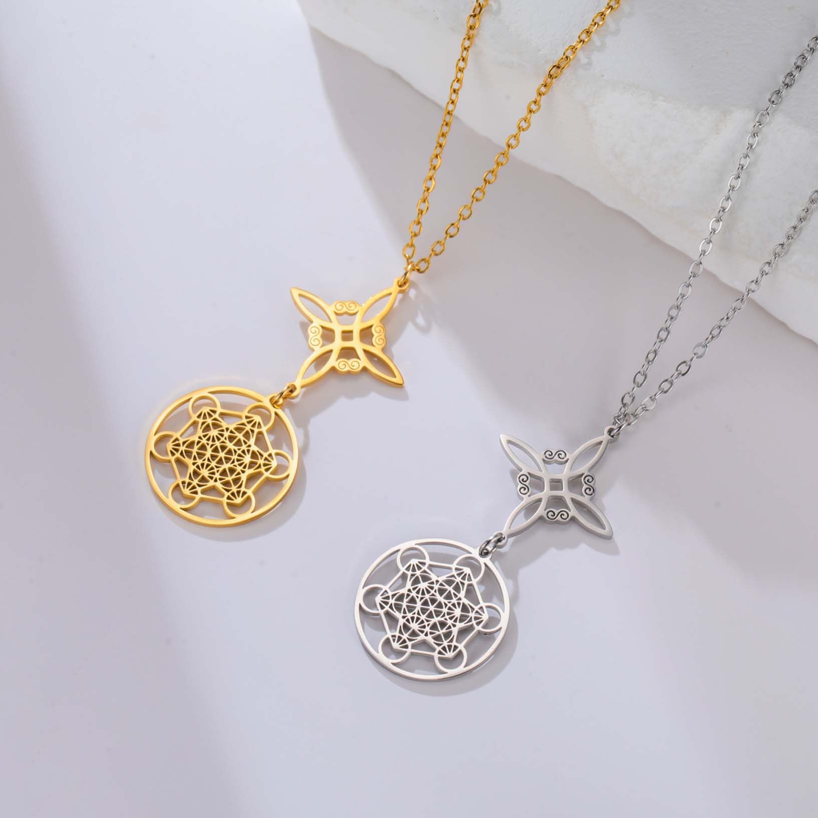 EUEAVAN nodo strega collana argento 2 geometria sacra