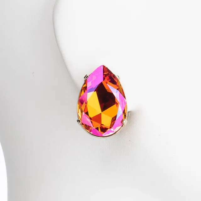 Chic Ad Hoc Orecchini Clip lobo goccia orecchini Swarovski fuxia