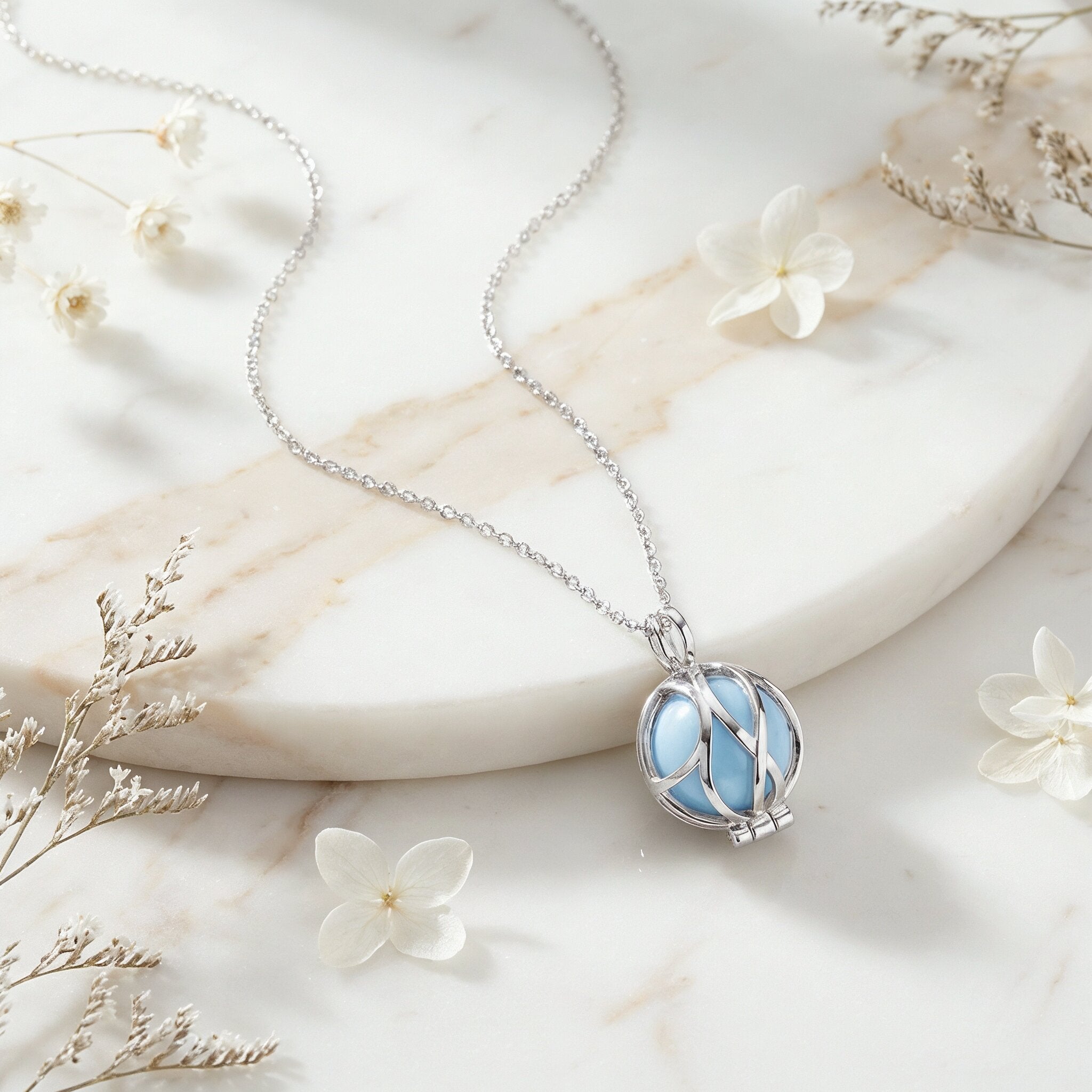 Engelsrufer Paradise collana argento 925 agata blu pietra energia