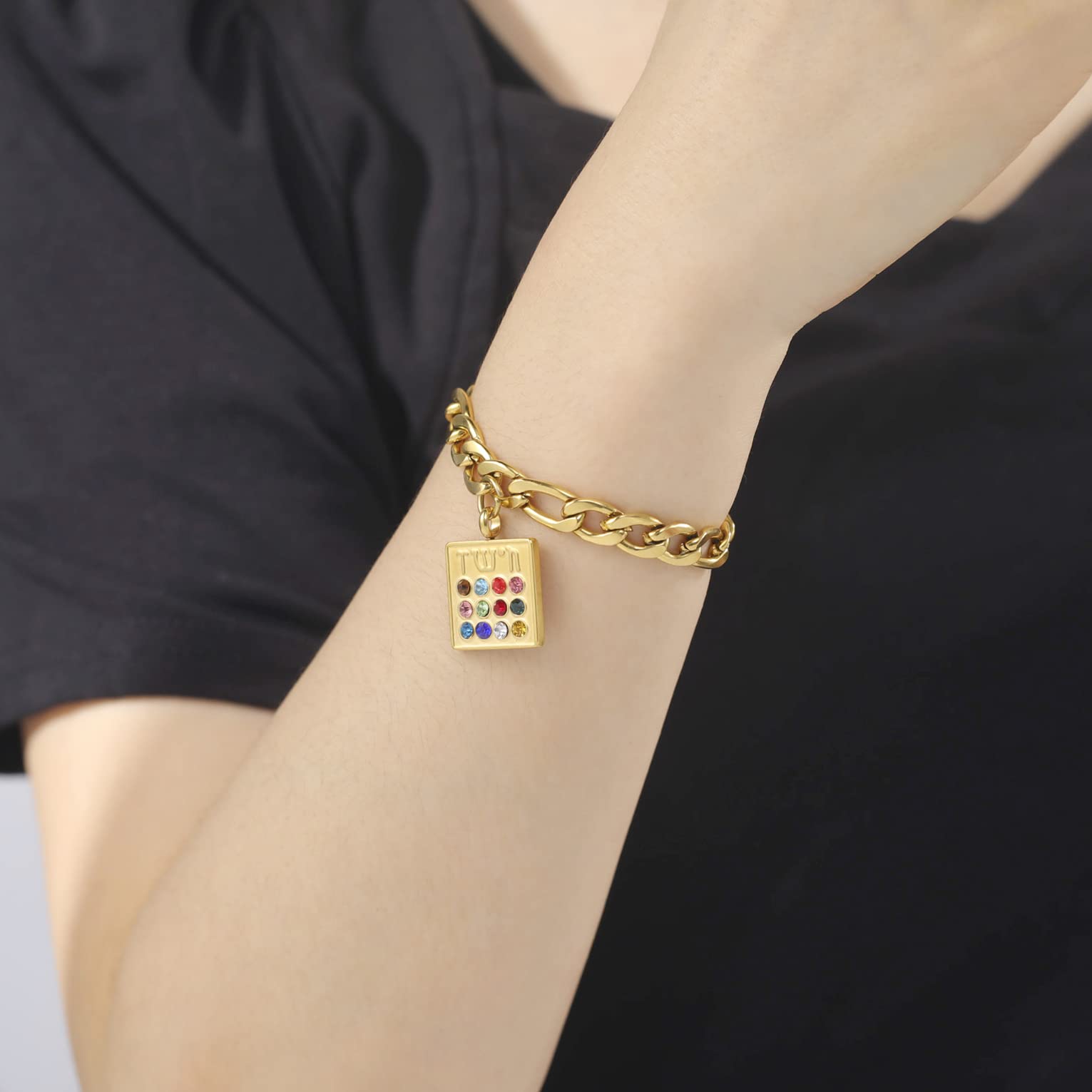 Eueavan Bracelets Bracciale 12 Tribù Ebraico Oro Amuleto Israele