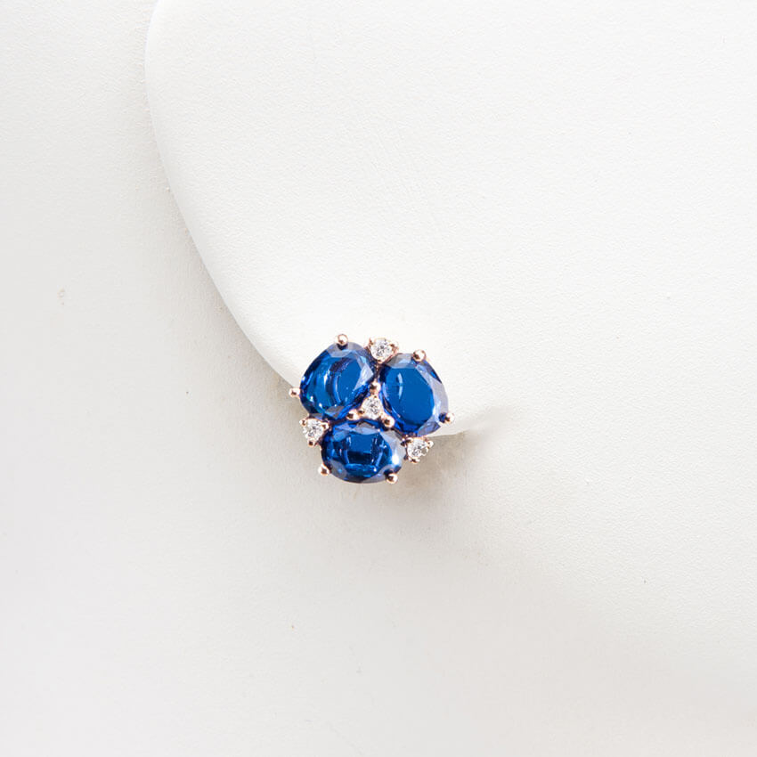 Chic Ad Hoc Orecchini clip argento zirconi blu zaffiro