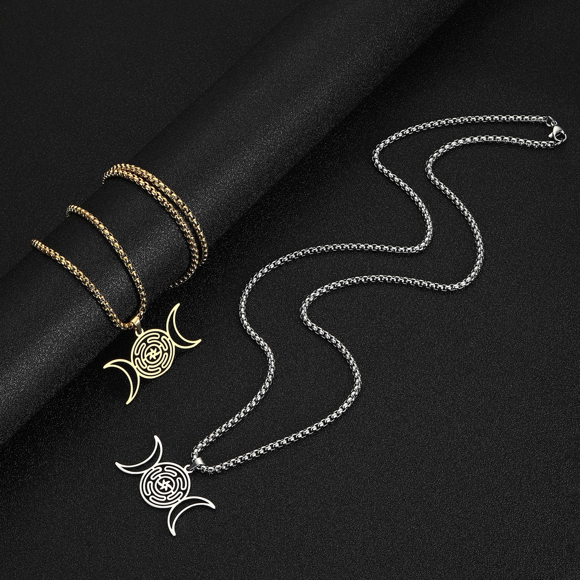 EUEAVAN collana ruota di Ecate argento amuleto wiccan