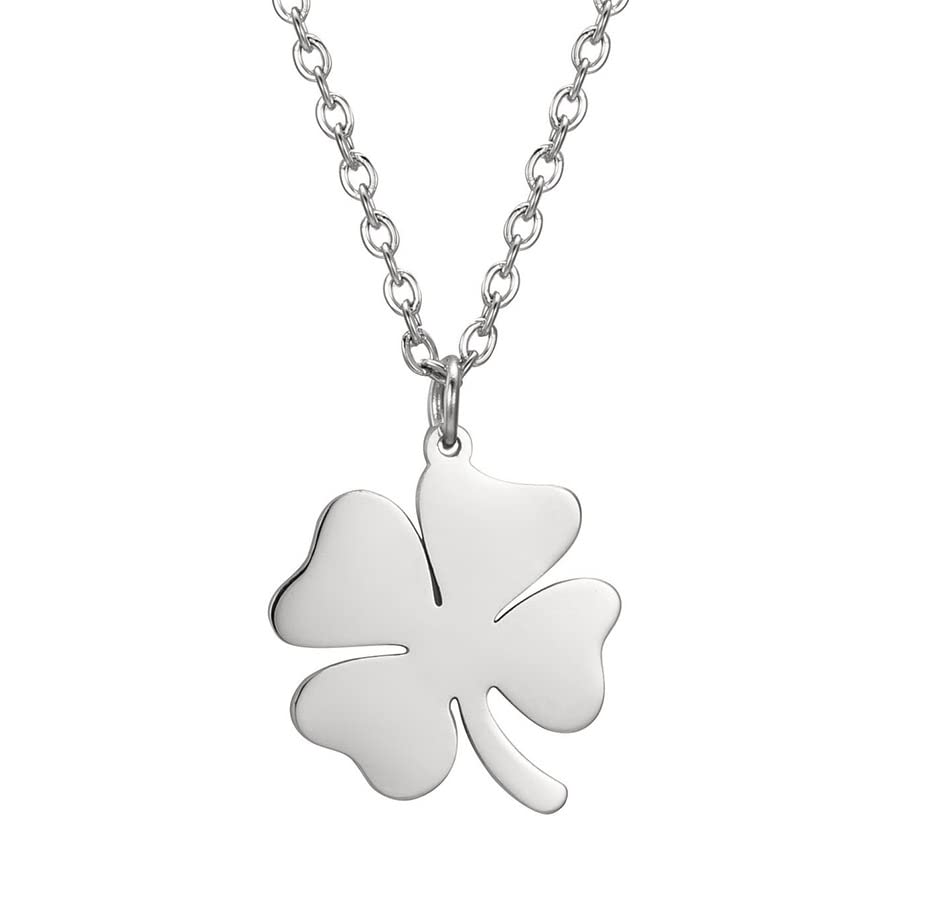EUEAVAN Collana Quadrifoglio Argento Donna Girocollo Amuleto