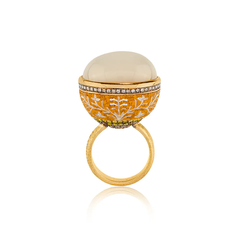 Le Sibille Domus Aurea Ring oro moonstone diamanti