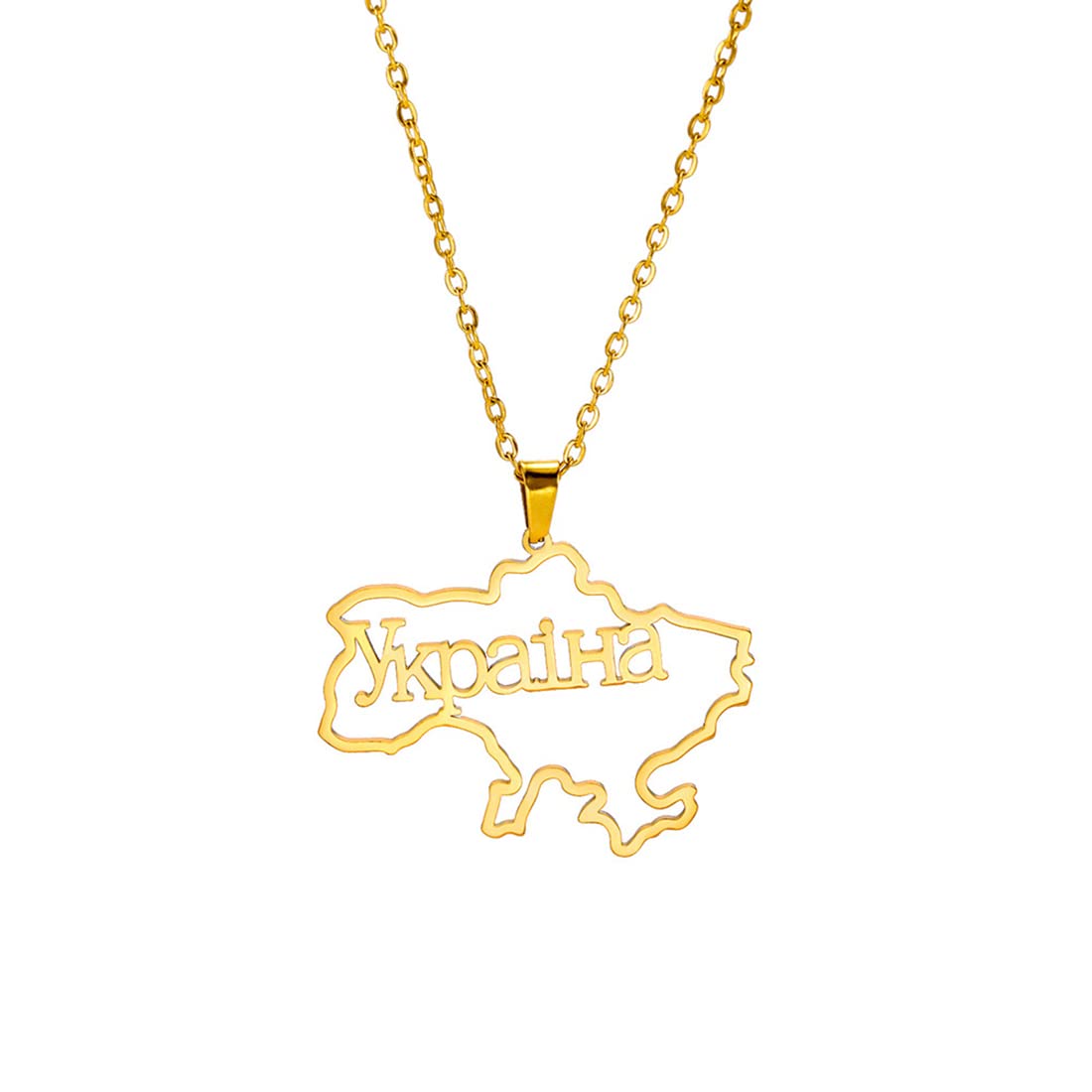 EUEAVAN mappa Ucraina collana acciaio silver3 patriottica