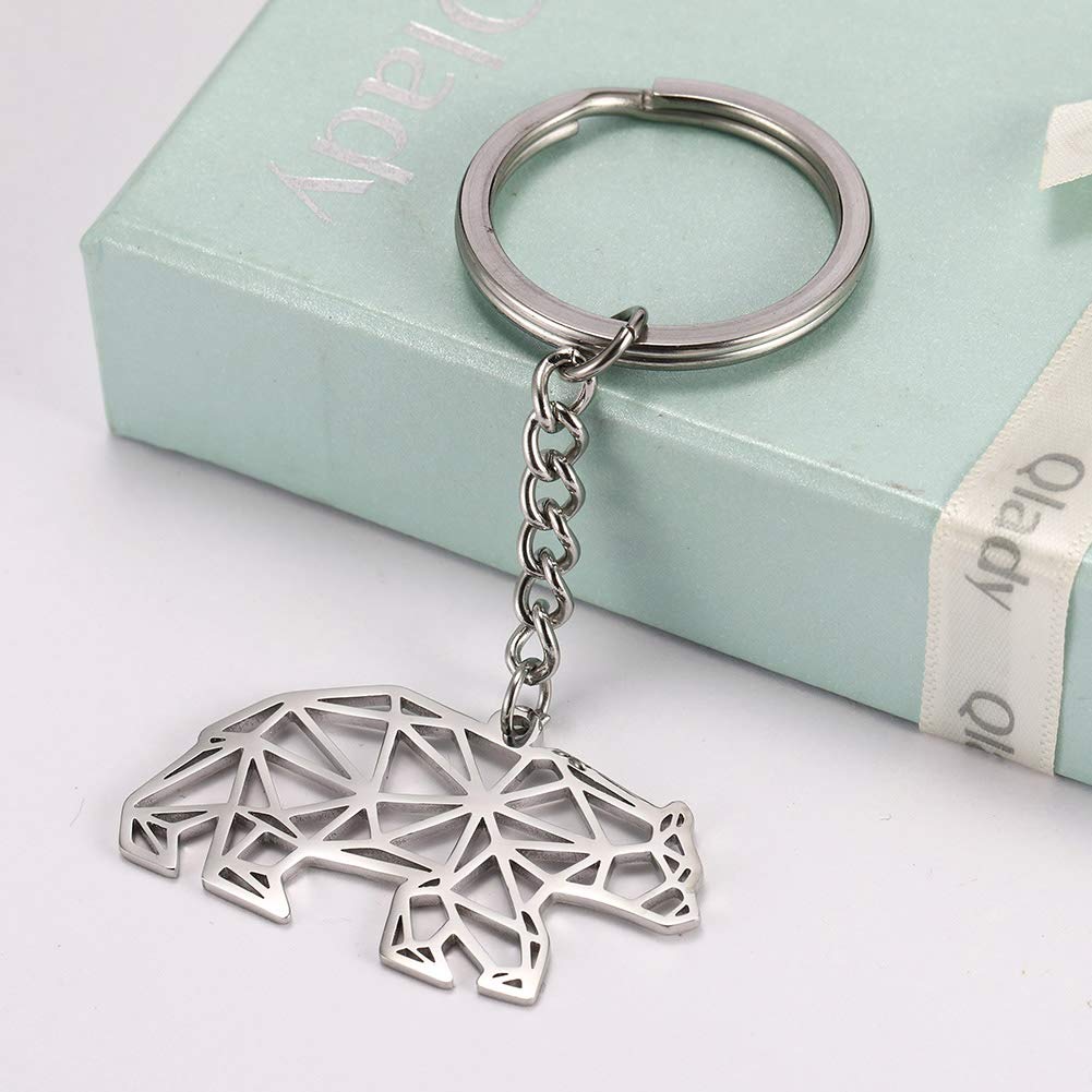 EUEAVAN Keyrings portachiavi orso acciaio inox