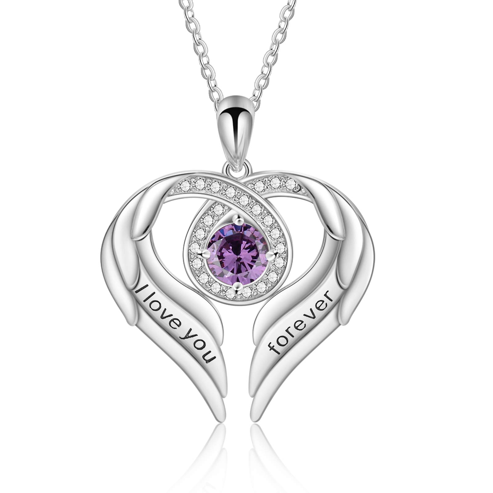Jessemade Ala collana argento 925 cuore Love You Forever