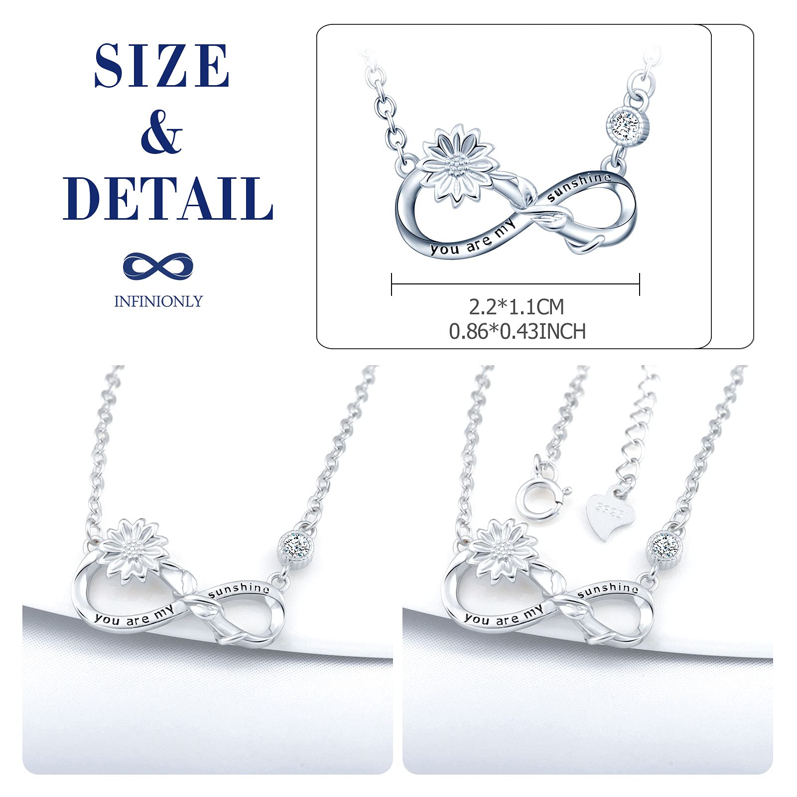 INFINIONLY Fashion Collana Girasole Argento 925 Infinito