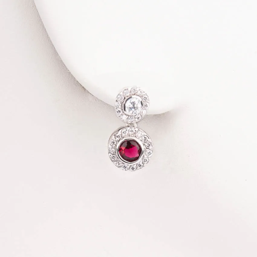 Chic Ad Hoc Orecchini Punto Luce Argento Rosso Rubino