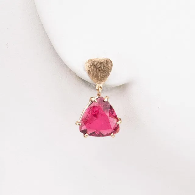 Chic Ad Hoc Orecchini perno oro ciondolo tormalina rosa