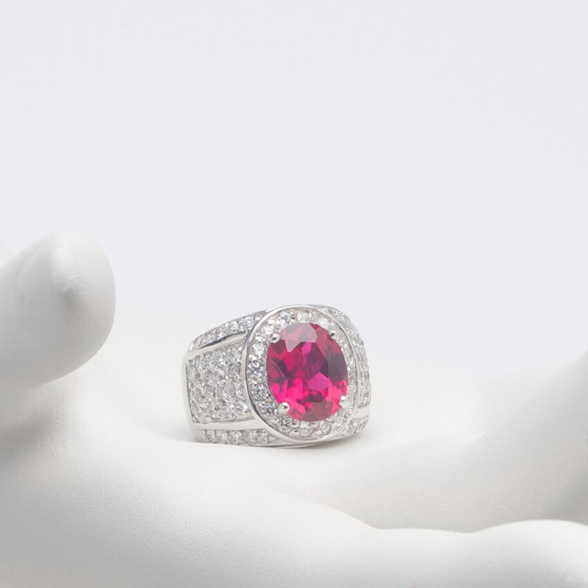Chic Ad Hoc Anelli Anello Fascia Argento Rosso Rubino