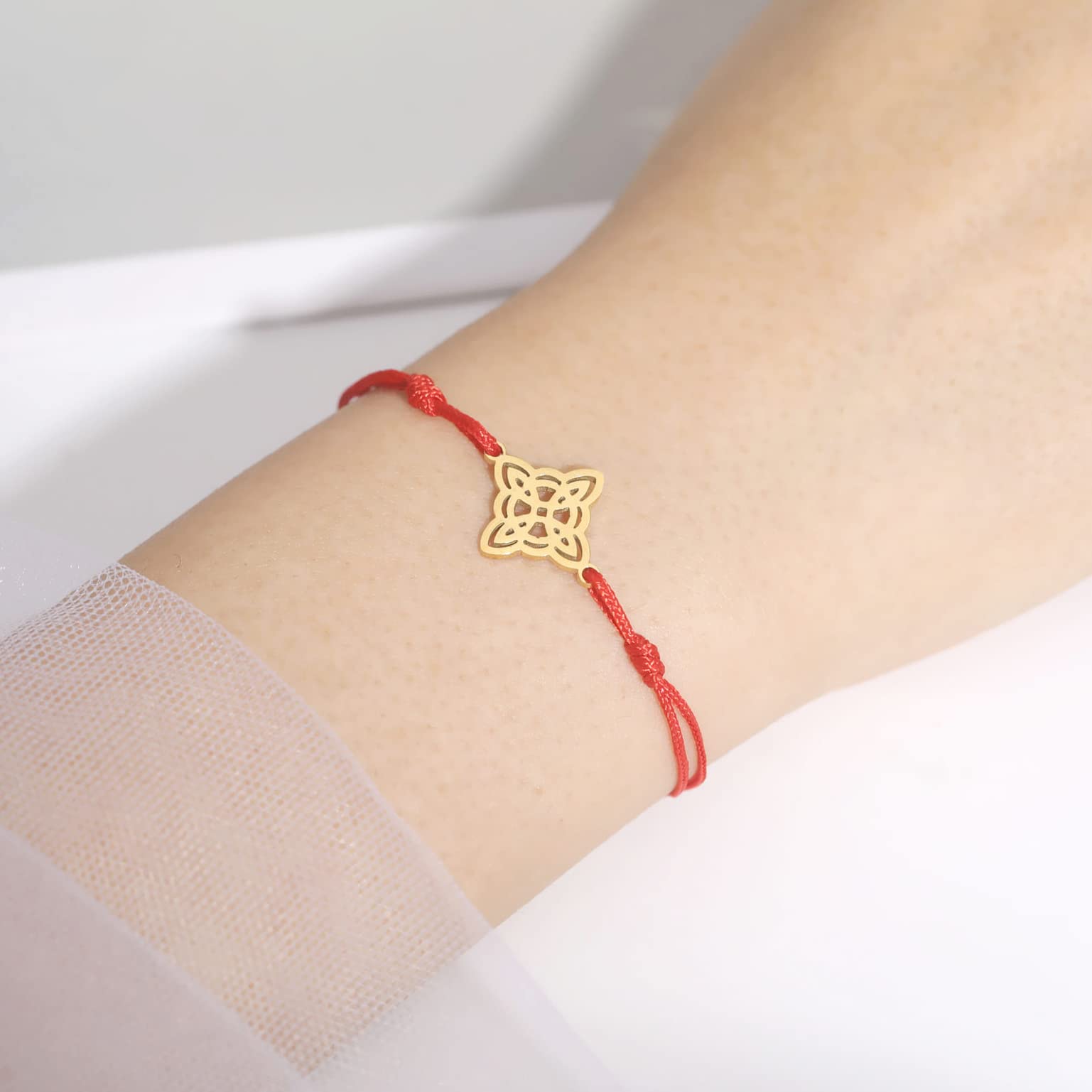 EUEAVAN Bracelets Bracciale Nodo Celtico Oro regolabile