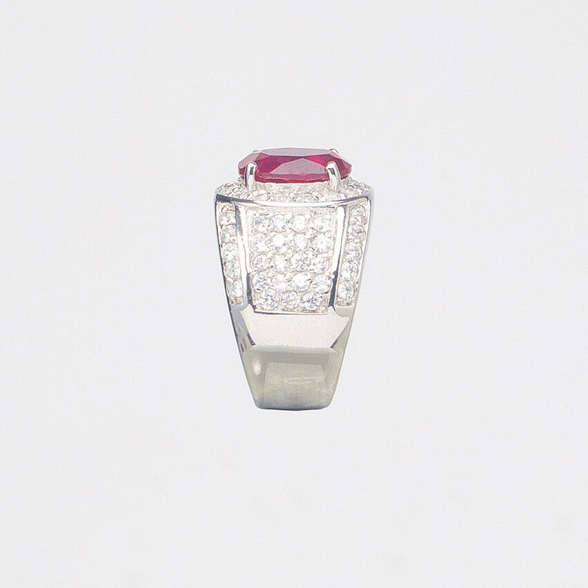 Chic Ad Hoc Anelli Anello Fascia Argento Rosso Rubino