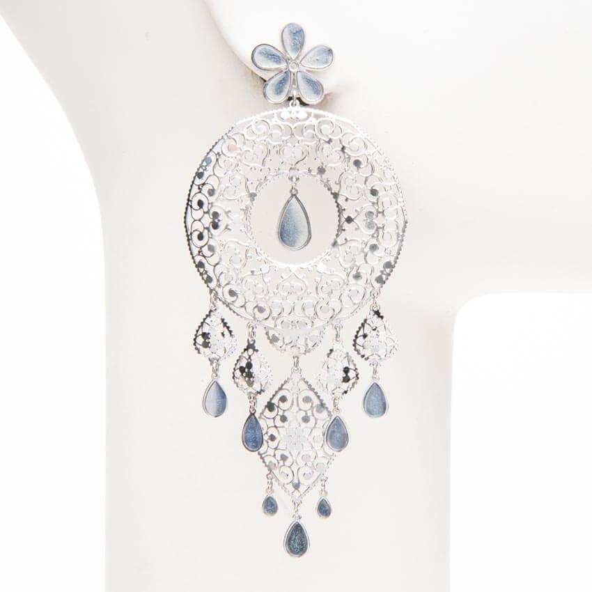 Chic Ad Hoc Orecchini pendenti chandelier azzurro argento
