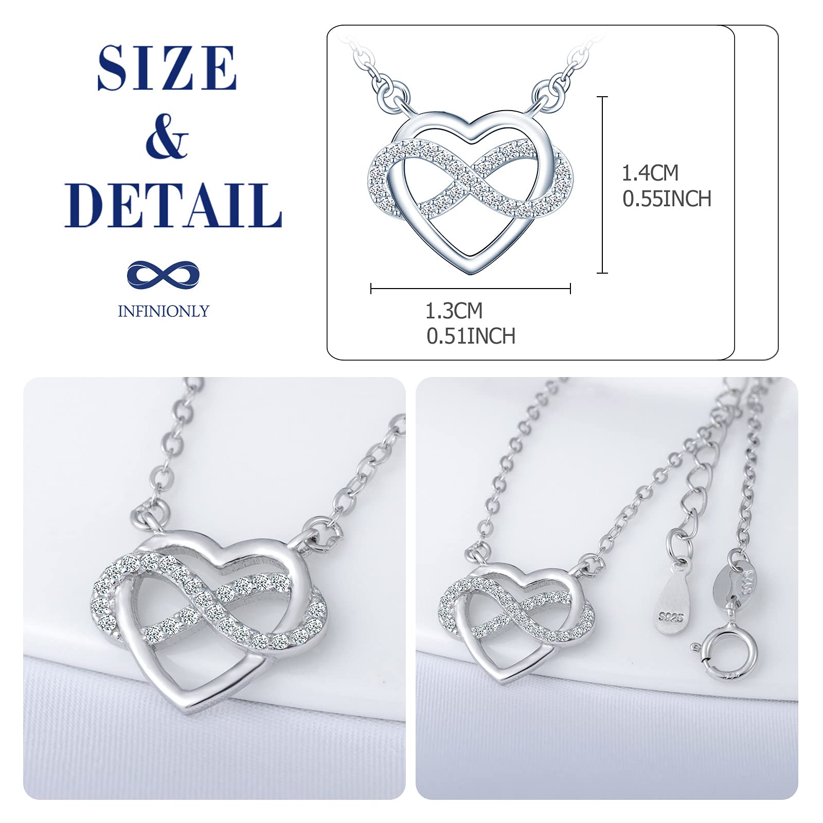 INFINIONLY Fashion Necklaces collana cuore infinito argento