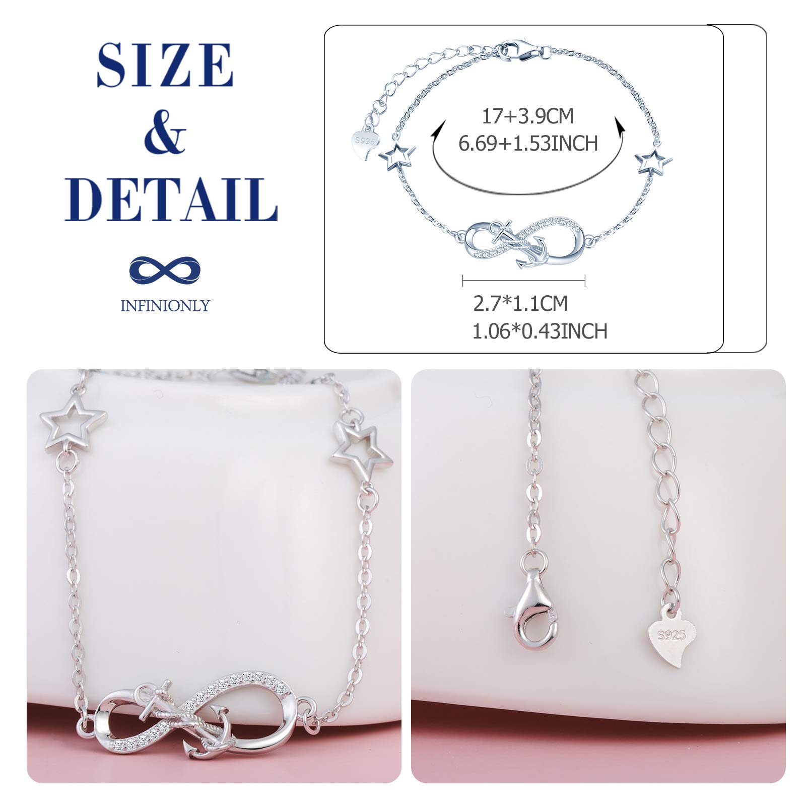 INFINIONLY bracciale infinito argento 925 stella zircone