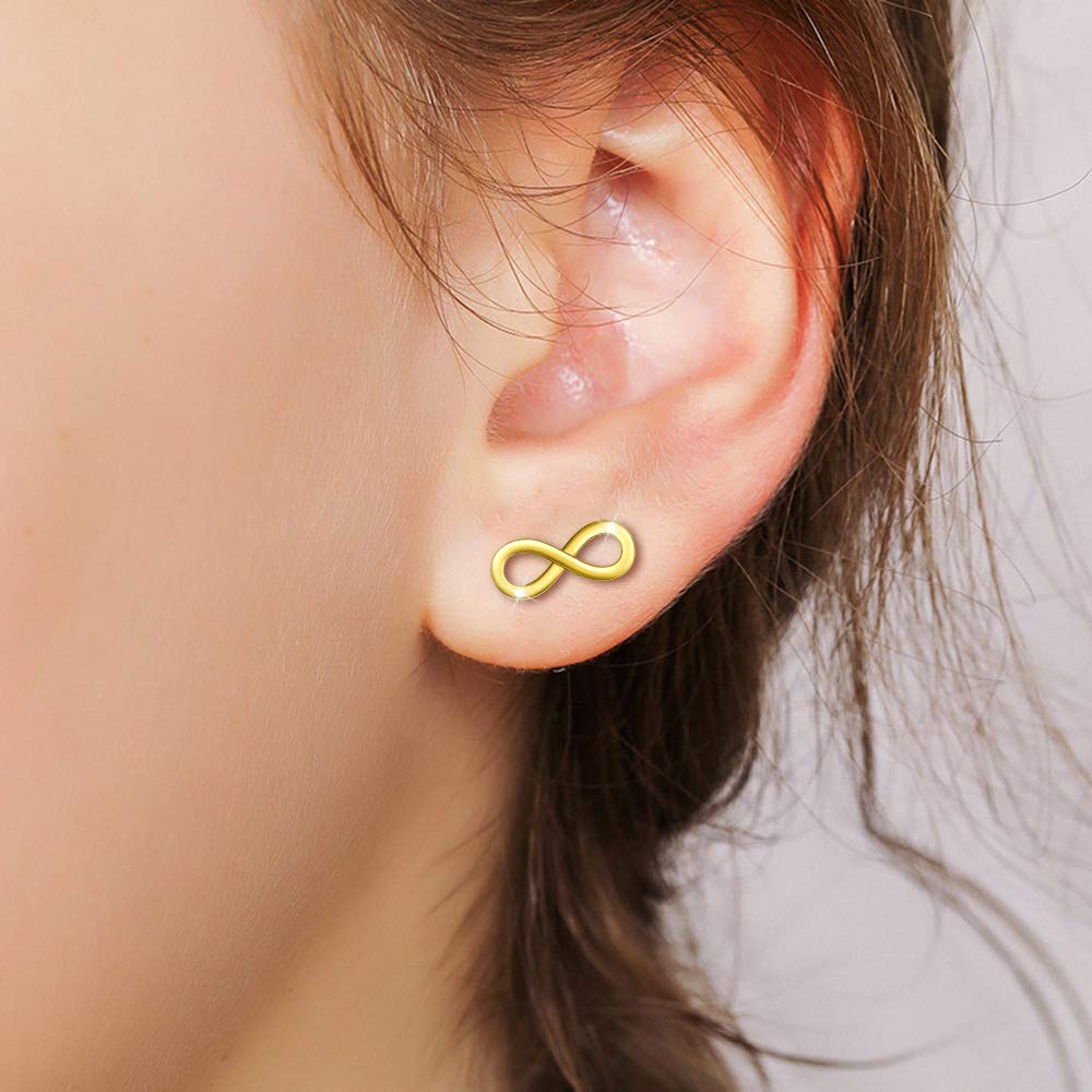 INFINIONLY Orecchini Infinito in Argento 925 Gold a Perno