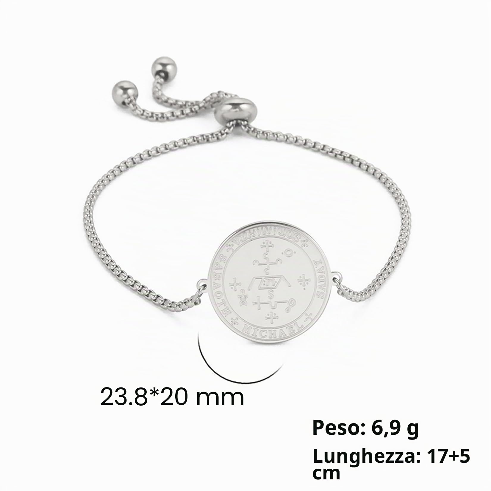 EUEAVAN Bracciale 7 Arcangelo Michael Argento Acciaio