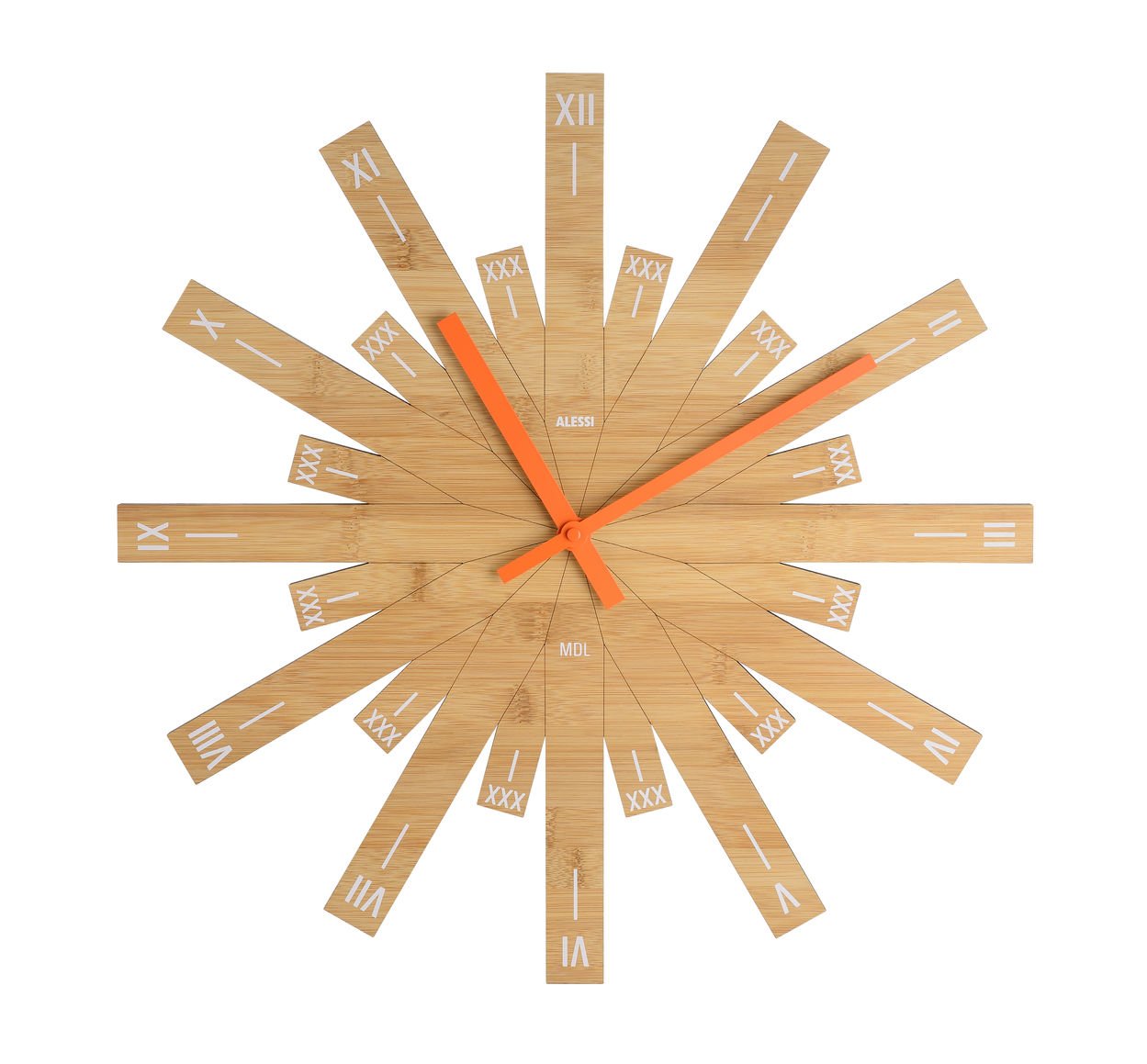 Alessi Raggiante MDL05 orologio da parete bambù