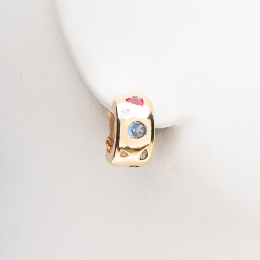 Chic Ad Hoc Orecchini lobo oro pietre multicolor