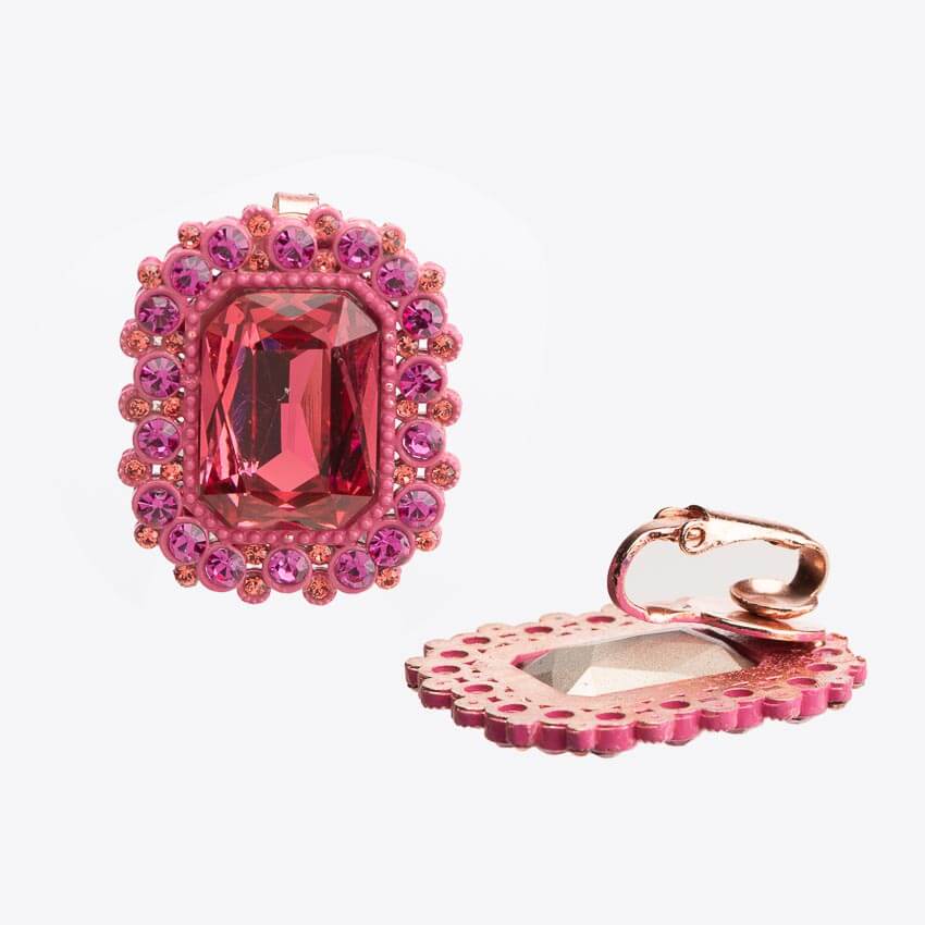Chic Ad Hoc Orecchini a clip lobo cornice fuxia