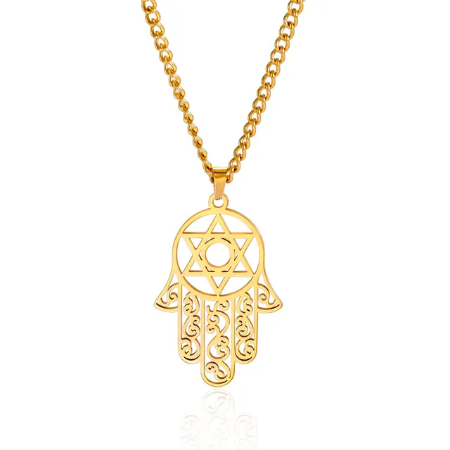 EUEAVAN Hamsa Mano di Fatima Collana Oro Stella di Davide Protezione