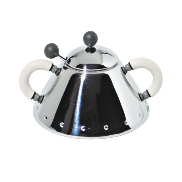 Alessi 9097 Zuccheriera con Cucchiaio Bianco Acciaio Graves