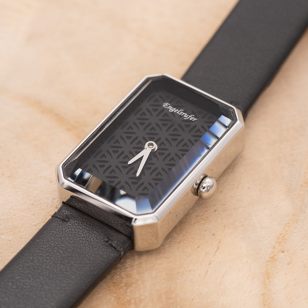 Engelsrufer orologio donna acciaio fiore vita pelle nero