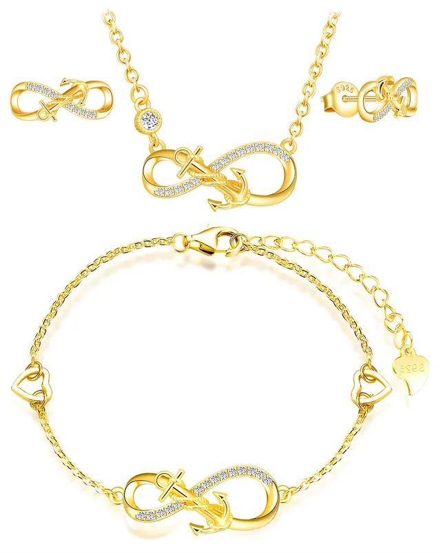 INFINIONLY parure oro infinito ancora colore C set 3 pezzi