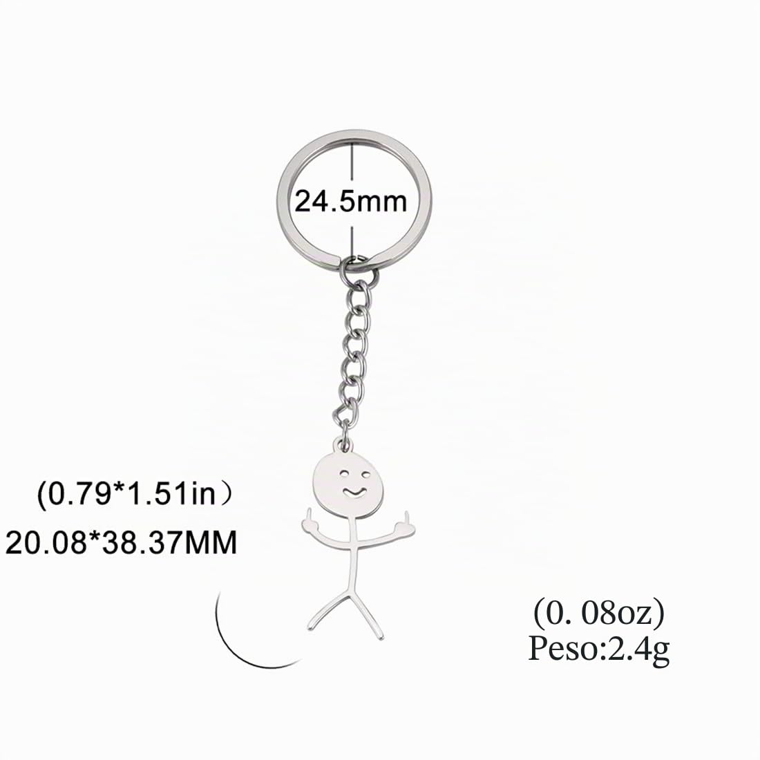 Eueavan Keyrings portachiavi dito medio argento smile