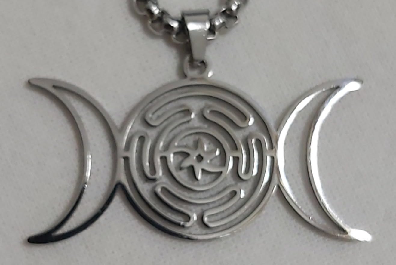 EUEAVAN collana ruota di Ecate argento amuleto wiccan