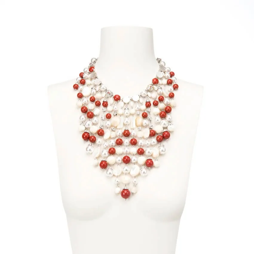 Chic Ad Hoc Collane Cascata Collana Madreperla Corallo