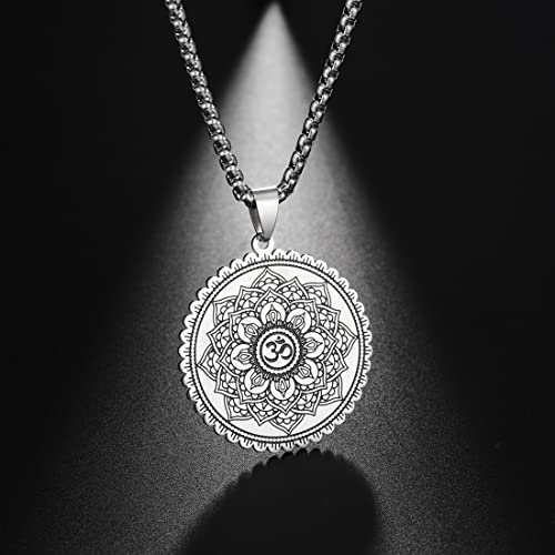EUEAVAN Necklaces Collana Om Mandala Argento Uomo