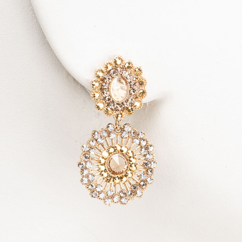 Chic Ad Hoc Orecchini Perno Pendenti Oro Ricamo Strass
