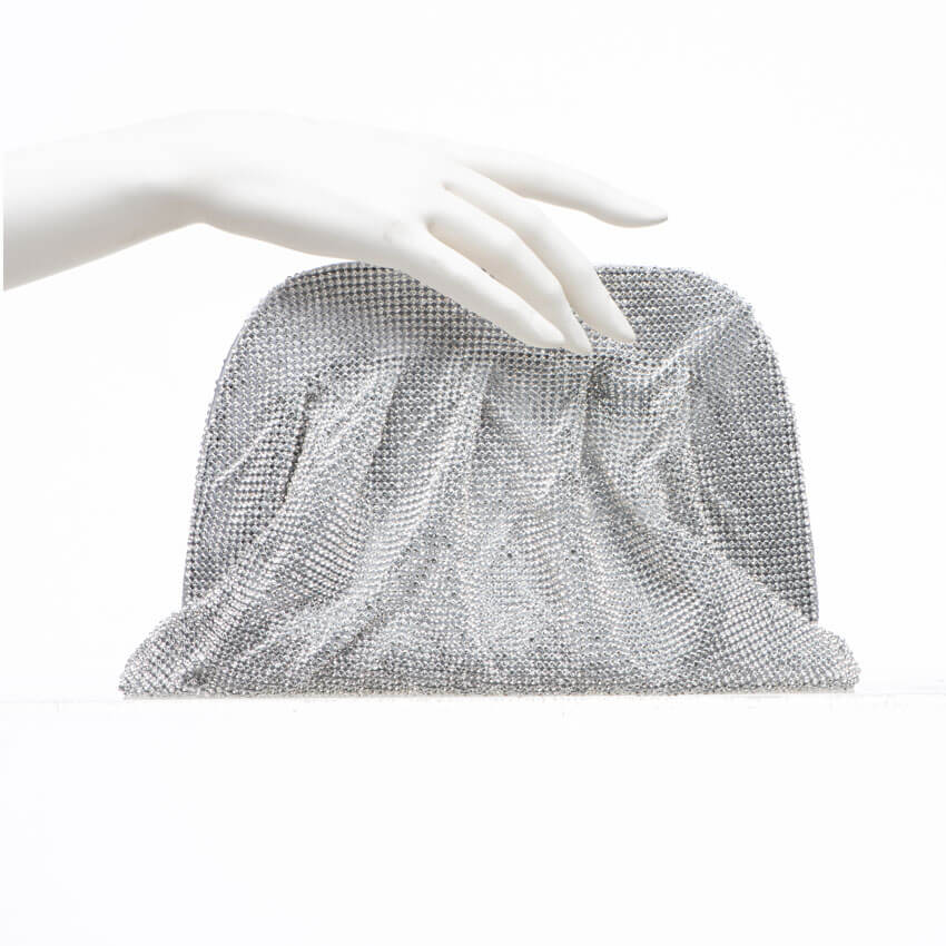 Chic Ad Hoc Clutch semirigida cristallo borsa argento