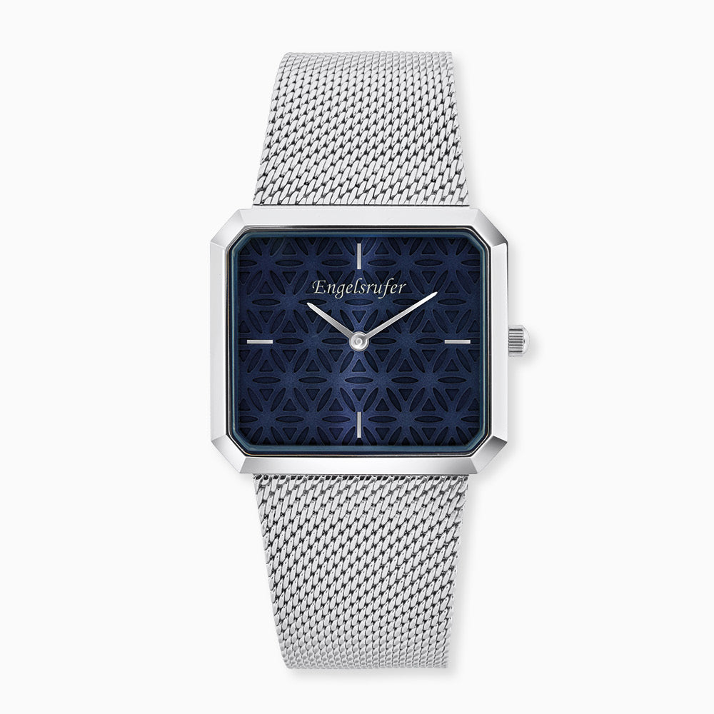 Engelsrufer Uhren Lebensblume orologio acciaio blu mesh