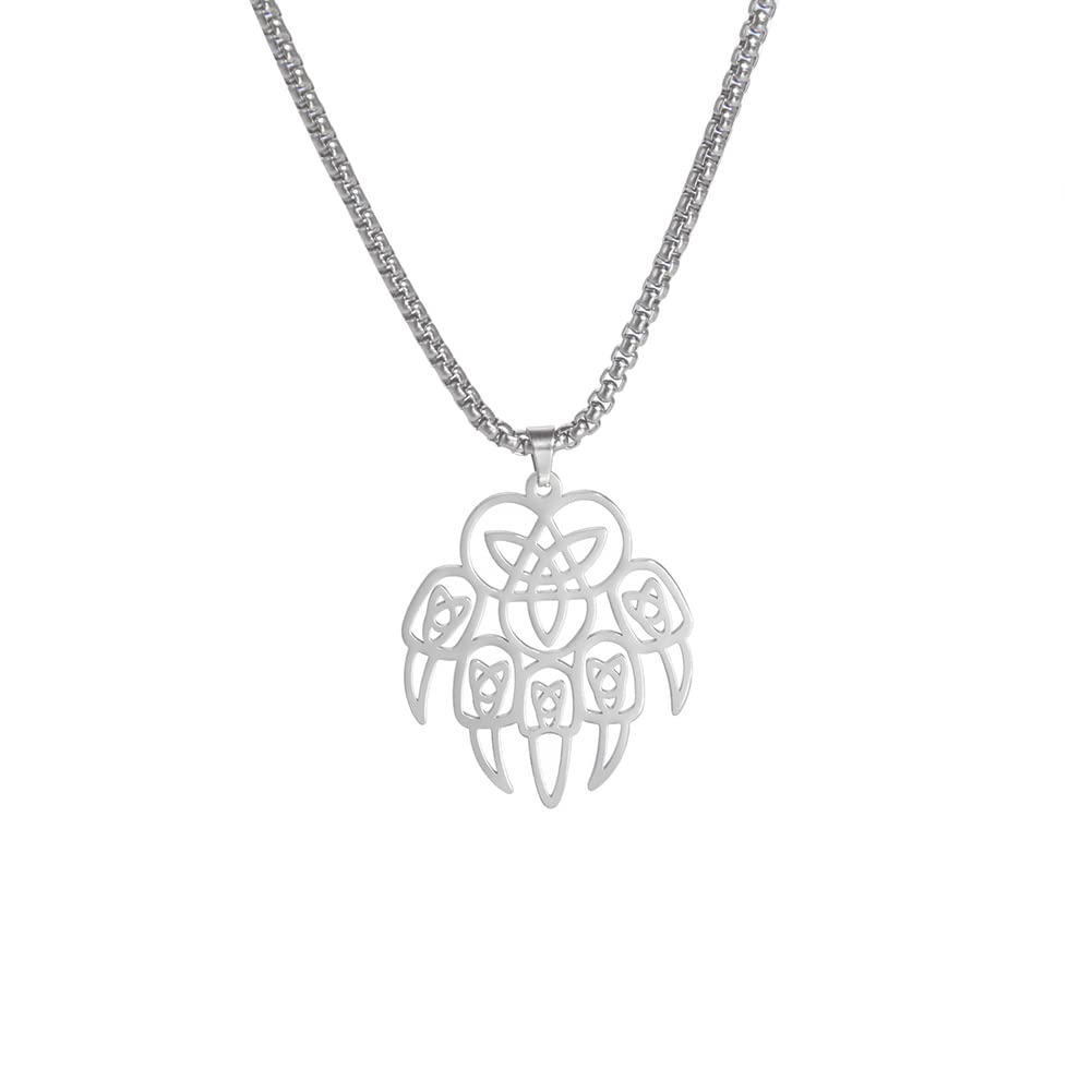 EUEAVAN Necklaces collana artiglio orso acciaio argento 60 cm