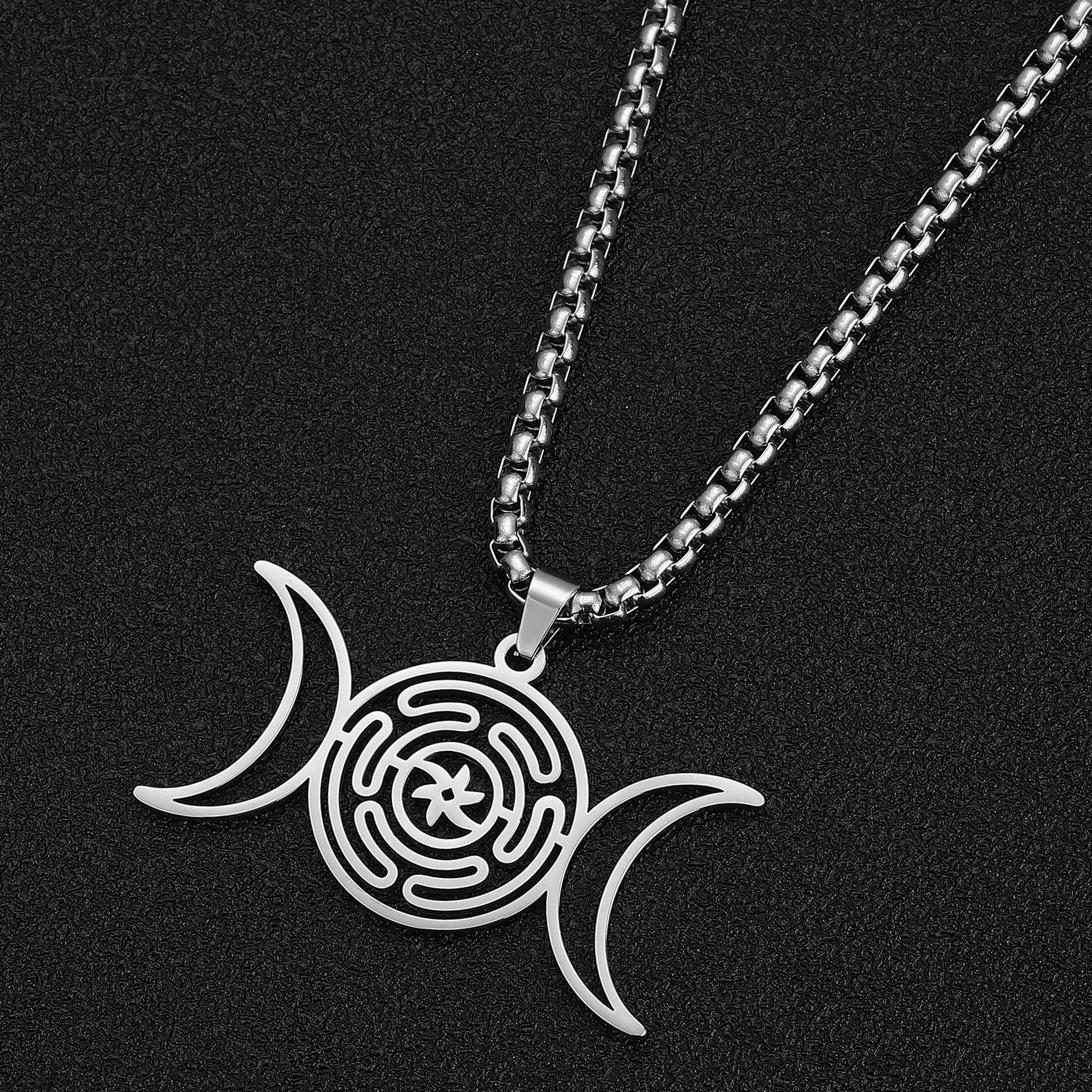 EUEAVAN collana ruota di Ecate argento amuleto wiccan