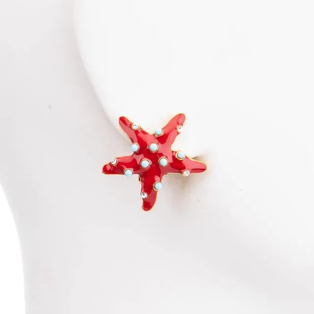 Chic Ad Hoc Orecchini stella marina rosso corallo clip