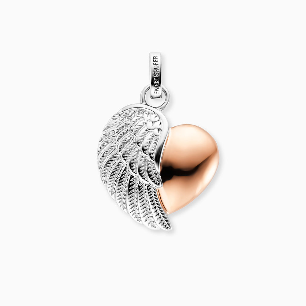 Engelsrufer Anhänger ciondolo cuore ala argento bicolor