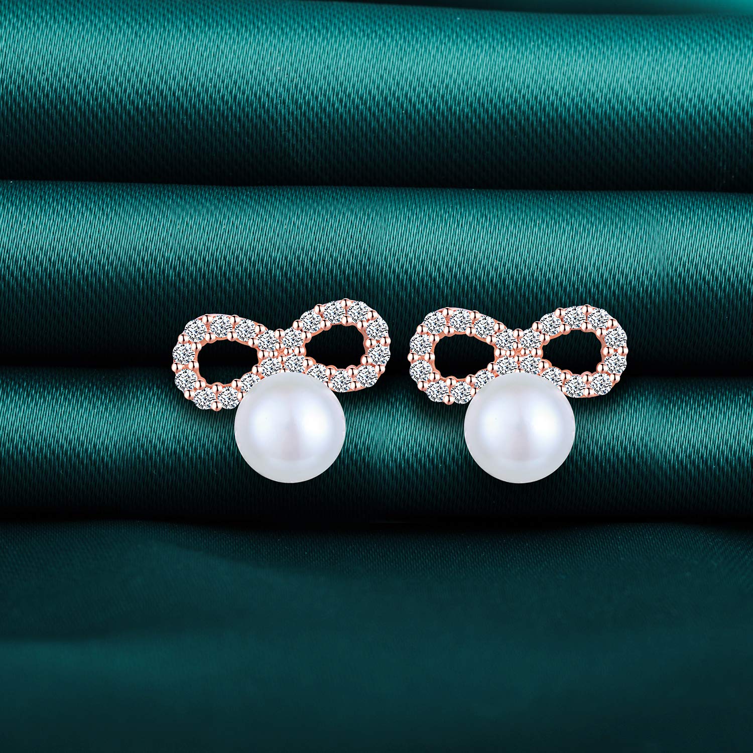 INFINIONLY Fashion Earrings orecchini perle infinito oro rosa