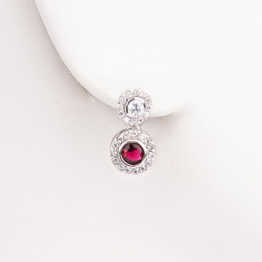 Chic Ad Hoc Orecchini Punto Luce Argento Rosso Rubino