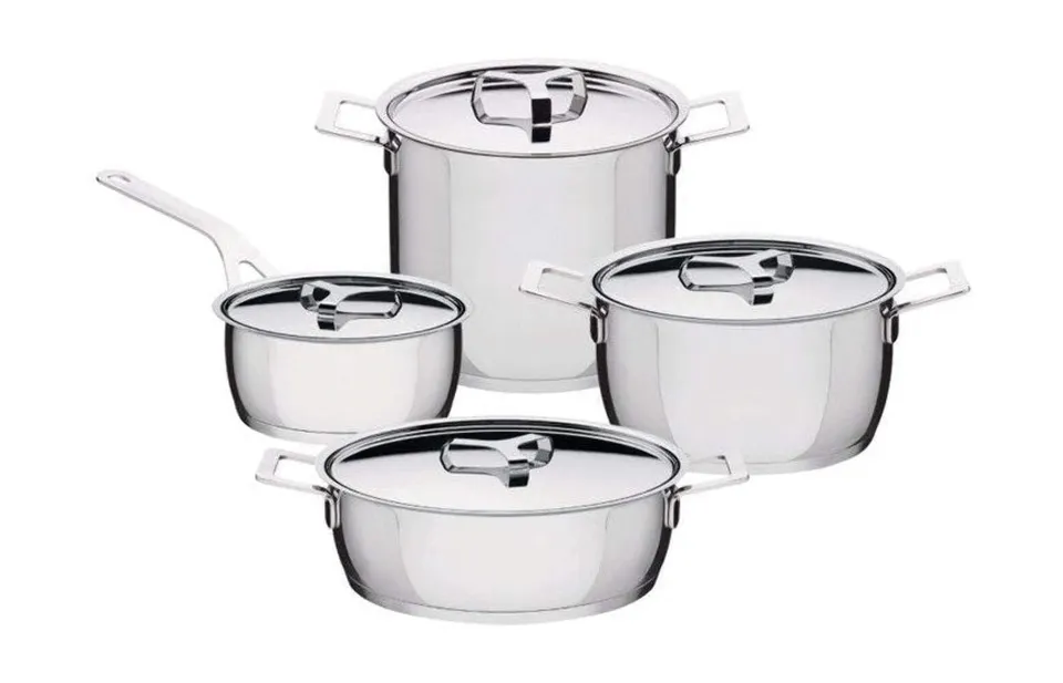 Alessi AJM100S9 set pentole acciaio 9 pezzi lucido