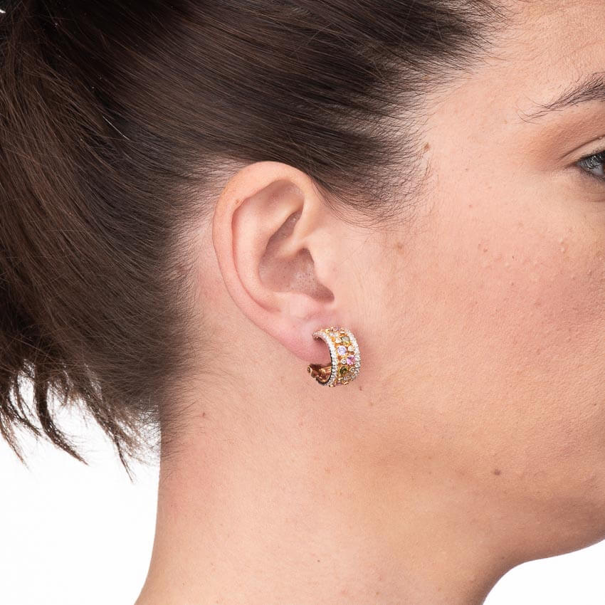Chic Ad Hoc Orecchini clip mezzo cerchio zirconi multicolor