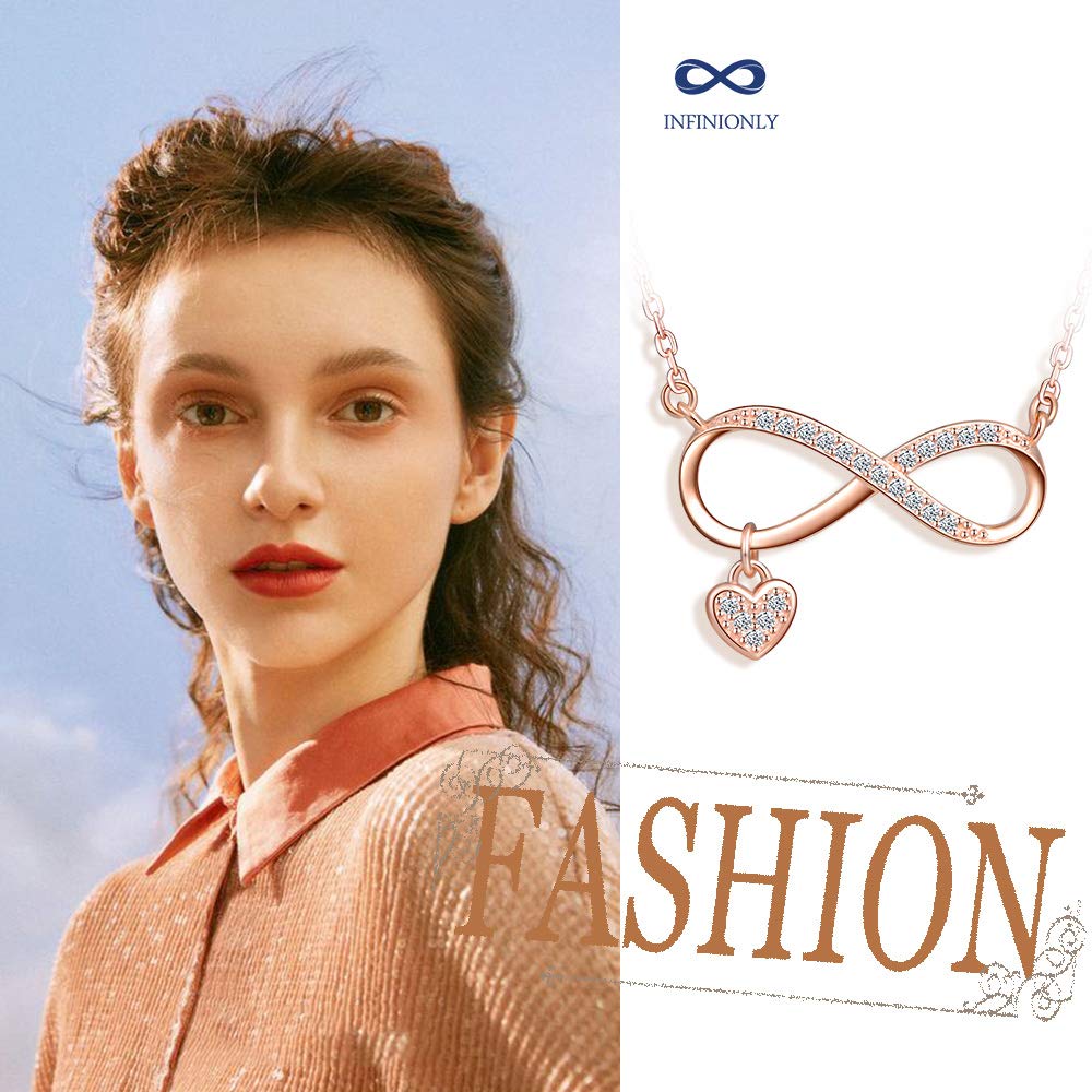 Infinionly Collana Infinito Argento 925 Cuore Oro Rosa