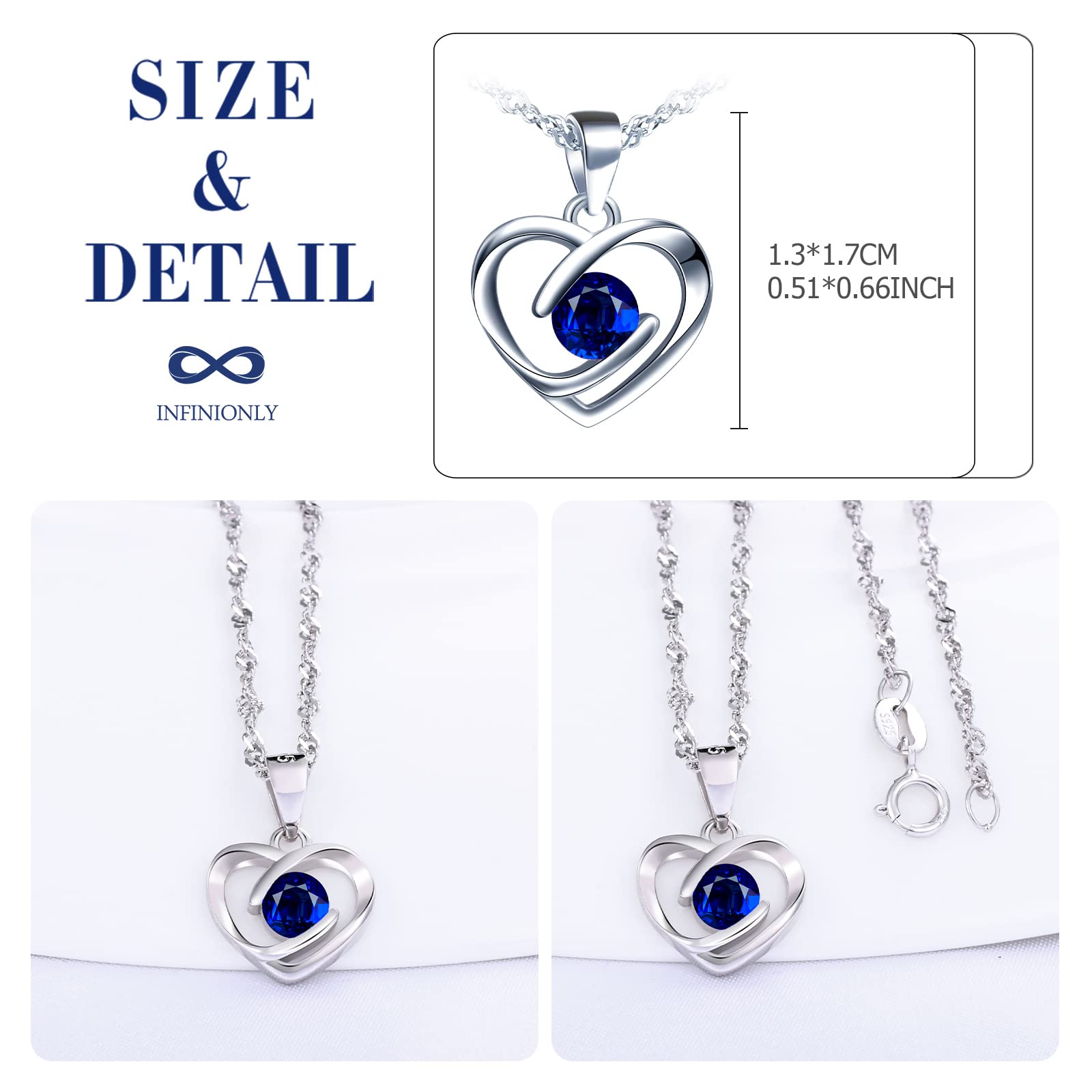 Infinionly collana cuore blu argento 925 45 cm