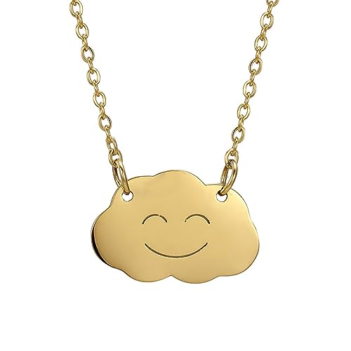EUEAVAN Necklaces collana nuvola smiley acciaio minimal