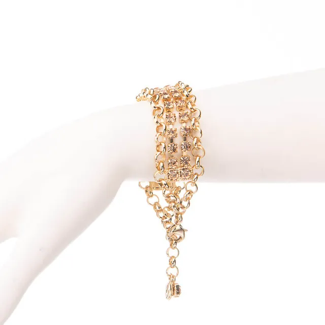 Chic Ad Hoc Bracciale Catena Dorata Cristalli Oro Topazio