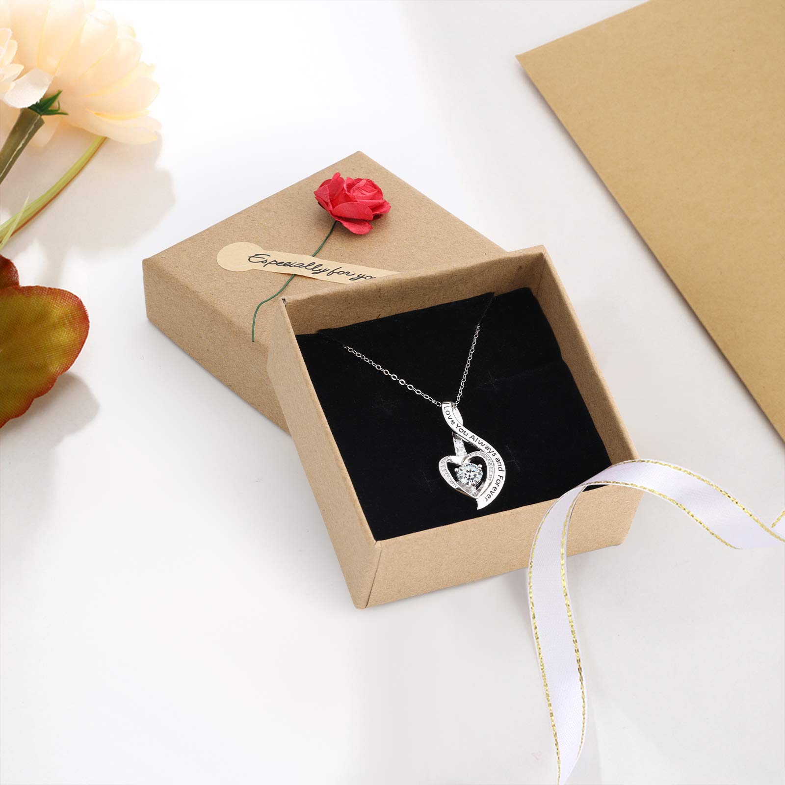 Jessemade Gioielli Collana Cuore Argento 925 Zirconi Mamma